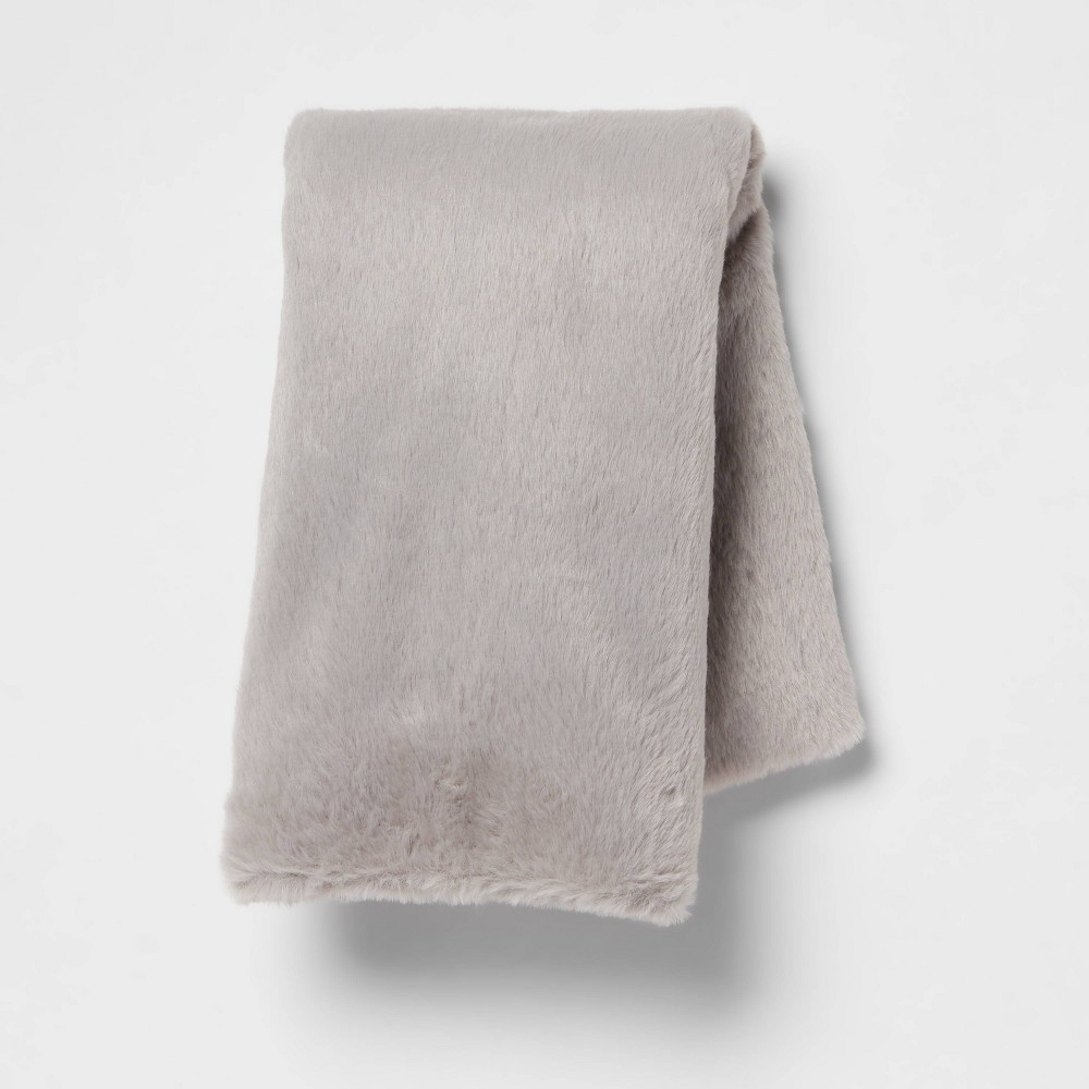 Plush Body Pillow Cover Gray - Room Essentials™: Faux Fur, Zipper Closure, Machine Washable
