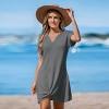 Women's Ivory/Khaki/Green/Blue Notched Neck Short Sleeve Cover-Up Dress - Cupshe - 4 of 4