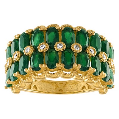 Designs By Gioelli 14K Gold Over Sterling Silver Green Chalcedony Ring