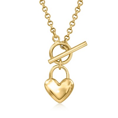 Ross-Simons Italian 18kt Gold Over Sterling Heart Toggle Necklace