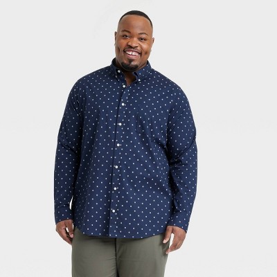 Men's Big & Tall Floral Print Long Sleeve Slim Fit Button-down Shirt -  Goodfellow & Co™ Navy Blue Lt : Target