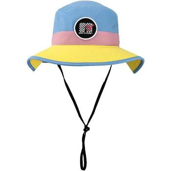 MTV 90's Throwback Logo Color Block Wide Brim Boonie Sun Hat With Neck Drape Multicoloured