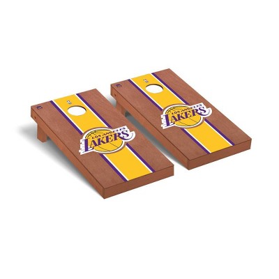 NBA Los Angeles Lakers Premium Cornhole Board Rosewood Stained Stripe Version