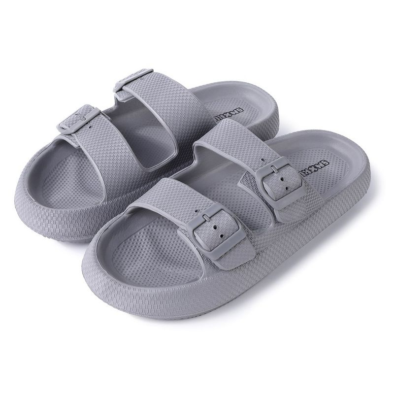 Cloud Slides Double Buckle Adjustable Summer Beach Pool Pillow Slippers Thick Sole Cushion EVA Sandals for Men, 4 of 10