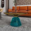 LeisureMod Tully Collection Glass Coffee Table, Gold Rim with Glass/ Sintered Stone Top - 3 of 4