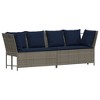 vidaXL Gray Patio Sofa - Poly Rattan Outdoor Furniture, L-Shaped Garden Seating with Cushions, Gray/Navy Blue, Modular Design - 4 of 4