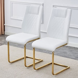 NicBex Modern Comfy Dining Chairs Set, Thickened Faux Leather Backrest, Scratch-Resistant Metal Legs for Kitchen/Office/Bedroom - 1 of 4