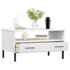 vidaXL Coffee Table White Solid Pine Wood Coffee Table Rectangular - 3 of 4