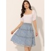 Allegra K Women's Floral Print Smocked Elastic Waist Midi Flowy Tiered Ruffle Skirt - 2 of 4