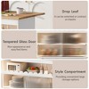 WhizMax Rolling Kitchen Island,Kitchen Cart with Drop-Leaf and 2 Sliding Glass Doors Kitchen Island with Open Shelf, LED Light and Power Outlets - 3 of 4