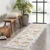 Vintage Floral Distressed Printed Area Rug Low Pile Machine Washable Stain Resistant Non Shedding Non Slip Pet Friendly Floor Mat - 2 of 4