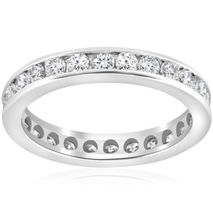 Pompeii3 1 1/2ct Channel Set Diamond Eternity Ring 14K White Gold - 1 of 3