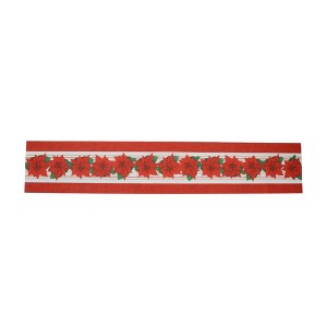 Unique Bargains Christmas Table Runner Christmas Large Flower Polyester Red White Green 71x14 Inch 1 Pc - 1 of 4