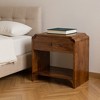 HomeRoots 20" Brown Solid Wood Scalloped Edge One Drawer Nightstand - 2 of 4
