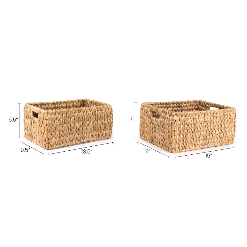 happimess Leif Rustic Minimalist Hand-Woven Hyacinth Nesting Baskets with Handles, Natural (Set of 2), 5 of 12