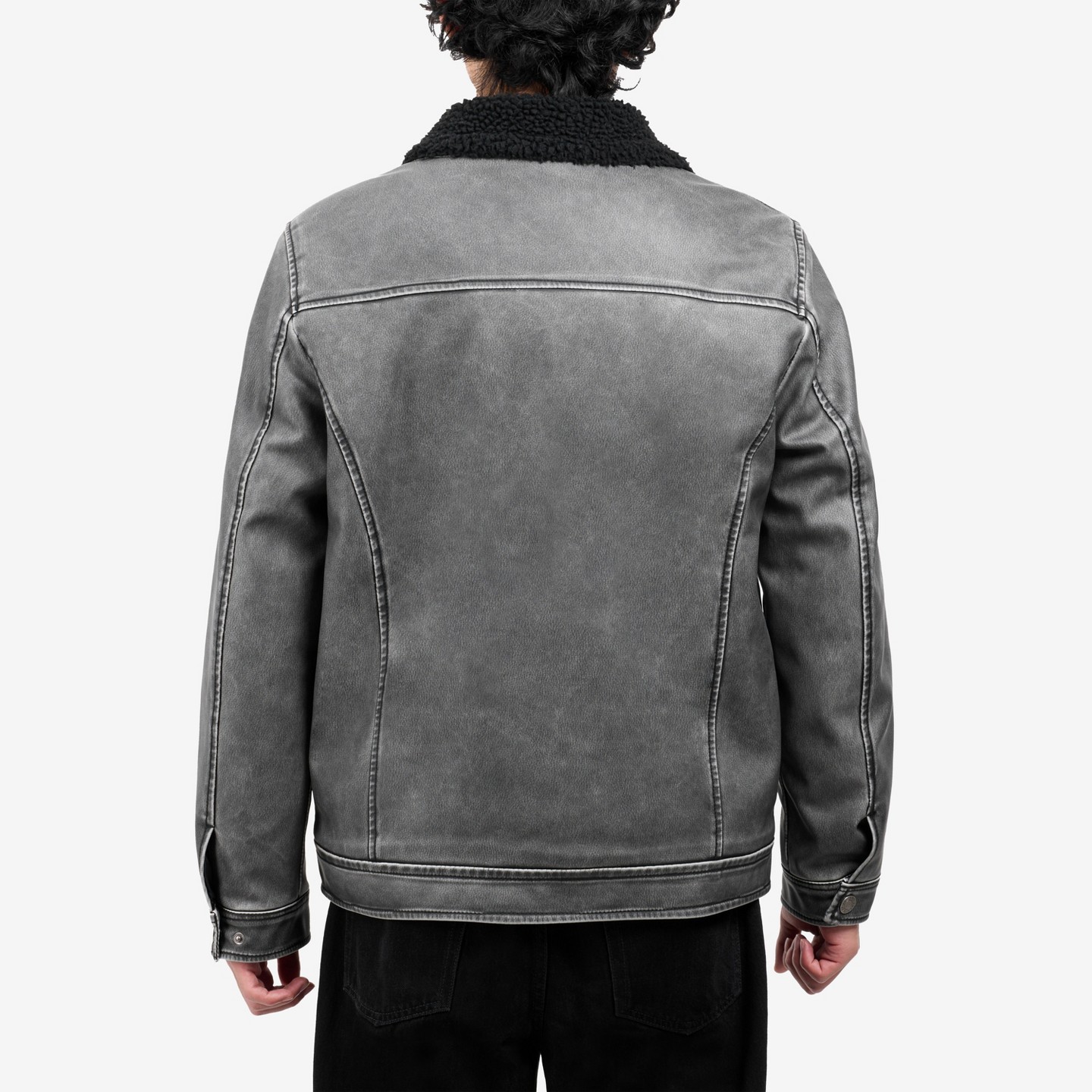 Мужская куртка X RAY Brushed PU Jacket Self Collar With Faux Shearling Lining in Black, цвет: Чёрный — фото 2