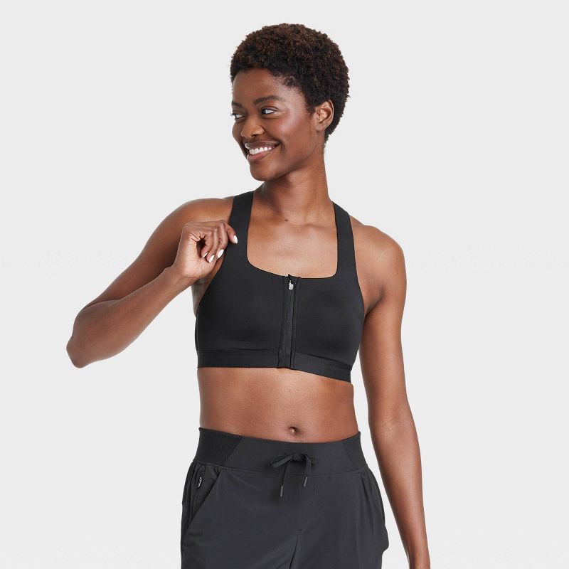 Women's Sculpt High Support Zip Front Sports Bra - All In Motion™, 1 of 7