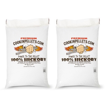 CookinPellets 40-Pound Premium Genuine Hickory Hardwood Grill Smoker Wood Pellets, No Bark, Fillers, and Flavor Oils, for Meat and Veggies (2 Pack)