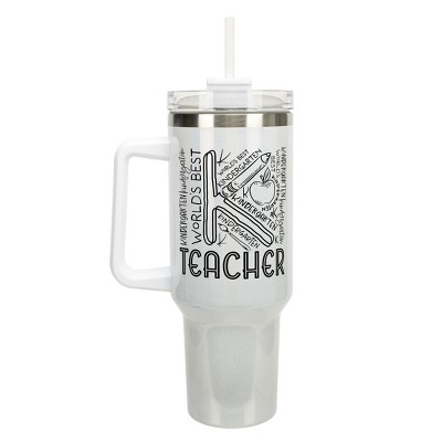 Elanze Designs World's Best Kindergarten Teacher 40 oz. Stainless Steel, Large Water Bottle Coffee Mug, Spill & Leak Resistant, Thermal Travel Tumbler