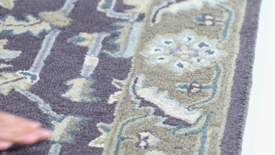 Blossom Dark Gray and Light Brown Floral Wool Area Rug, 6' x 9'