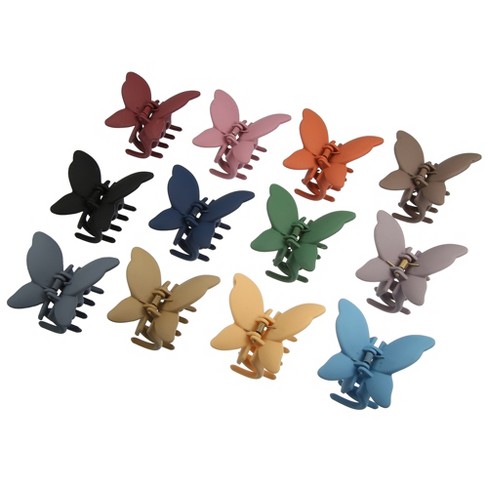 Unique Bargains Butterfly Claw Clip Hair Clips Khaki Blue 12 Pcs : Target