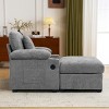Modern Chenille Accent Chair with Ottoman and Storage Armrest, Oversized Comfy Lounge Chair for Living Room, Apartment, or Bedroom–The Pop Home - 3 of 4