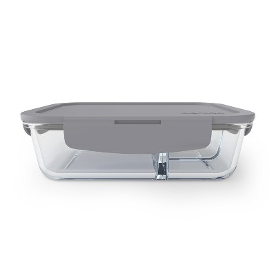 Gray Glass Leak-Proof Bento Lunch Box with Plastic Lid