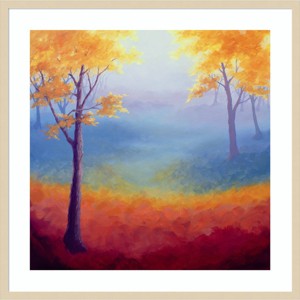 33" x 33" Golden Tree Days by Lee Campbell Wood Framed Wall Art Print - Amanti Art: Misty Autumn Landscape - 1 of 4
