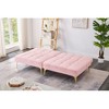 71" Convertible Sofa Bed Futon With Gold Metal Legs Teddy Fabric - 2 of 4