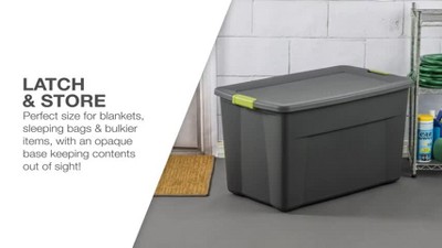 Sterilite 35 Gallon Blue Stackable Storage Tote Box with Latching Lid