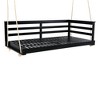 GDFStudio Frank Patio Acacia Wood Porch Swing Bed with 96 inch Hemp Ropes - 2 of 4