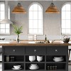 River of Goods 17.25" 1-Light Alainia Black Metal and Walnut-Stained Wood Pendant Light: Satin Finish, UL Listed, Adjustable Height - 2 of 4