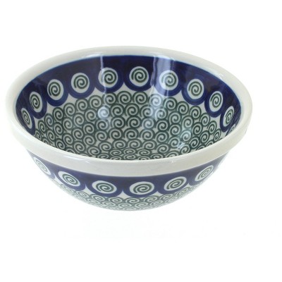 Blue Rose Polish Pottery Peacock Swirl Cereal/Soup Bowl