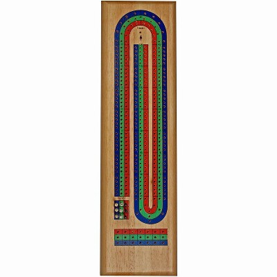  WE Games Wooden Cribbage Board Game Set with Storage, Solid  Wood Continuous 3 Track for 2-3 Players, Includes 9 Metal Pegs & Deck of  Cards, Great for Travel, for Adults and