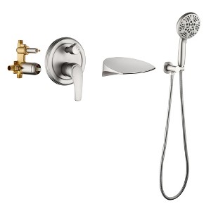 CLIHOME Wall Mount Single-Handle 7-Spray Tub and Shower Faucet with Handheld Shower Head (Valve Included) - 1 of 4