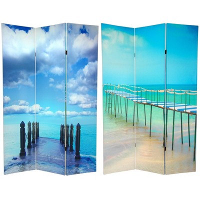 6" Double Sided Ocean Room Divider Blue - Oriental Furniture