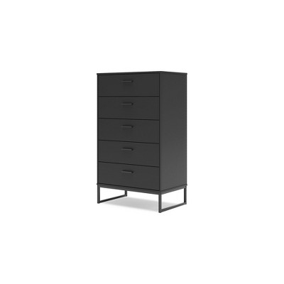 Black Contemporary 5-Drawer Chest with Metal Legs