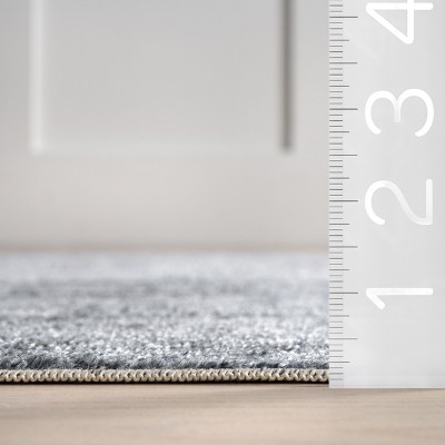 Gray Solid Machine Washable Rectangular Area Rug