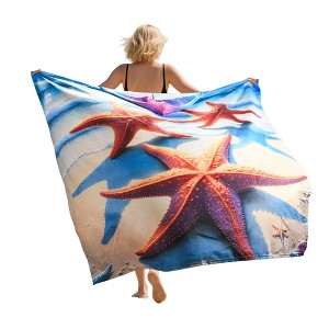 Tirrinia Large Hooded Beach Towel for Adults and Kids, Quick-Dry  Lightweight Microfiber Cape, 52 x 60 Inches - 1 of 4