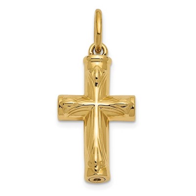 Black Bow Jewelry 10k or 14k Yellow Gold Polished Cross Ash Holder Pendant, 16 x 25mm