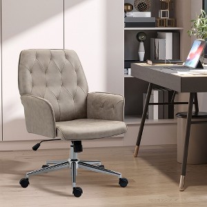 NicBex Adjustable Office Chair Modern Tufted Microfiber Computer Chair with 5 Casters and Fixed Padded Arms for Office, Study, Living Room - 1 of 4