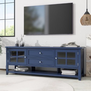 KWPZQEB TV Stand for TVs up to 60'', Entertainment Center with Storage Cabinets and 2 Drawers, Modern Media Console Table for Living Room - 1 of 4