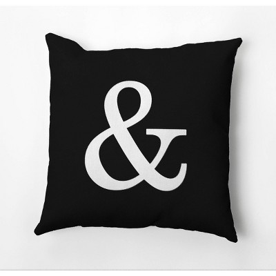 18"x18" Modern Monogram '&' Square Throw Pillow Black - e by design