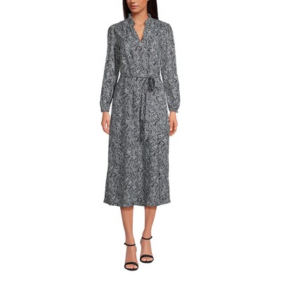 Lands' End Women's Rayon Split Neck Midi Dress
