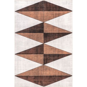Nuloom Isolde Diamond Pet Friendly Machine Washable Area Rug, 4' x 6', Brown - 1 of 4