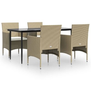 vidaXL Patio Dining Set Outdoor Dining Set Table and Chair Set for Garden - Beige and Black 63" Table Length 4 Chairs - 1 of 4