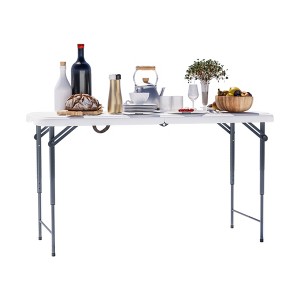 Decksplore 4ft and 6ft Height-Adjustable Folding Table White Portable Multi-Use Foldable Table - 1 of 4