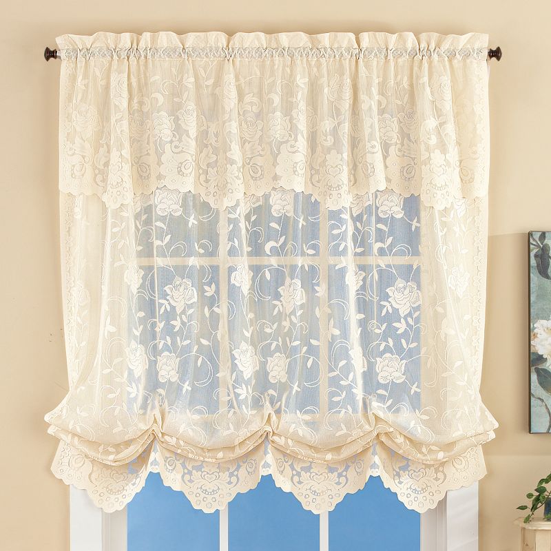 Collections Etc Floral Lace Balloon Shade Window Curtain, Single Panel,, 2 of 4