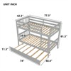 RISOKEYS Twin Over Twin Rubber Wood Bunk Bed with Trundle, Convertible into Twin Size Beds,Bunk Bed with Ladder and Safety Guardrails - 3 of 4
