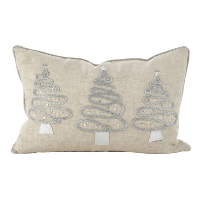 Christmas Tree Trio Poly Filled Square Throw Pillow Silver - Saro Lifestyle